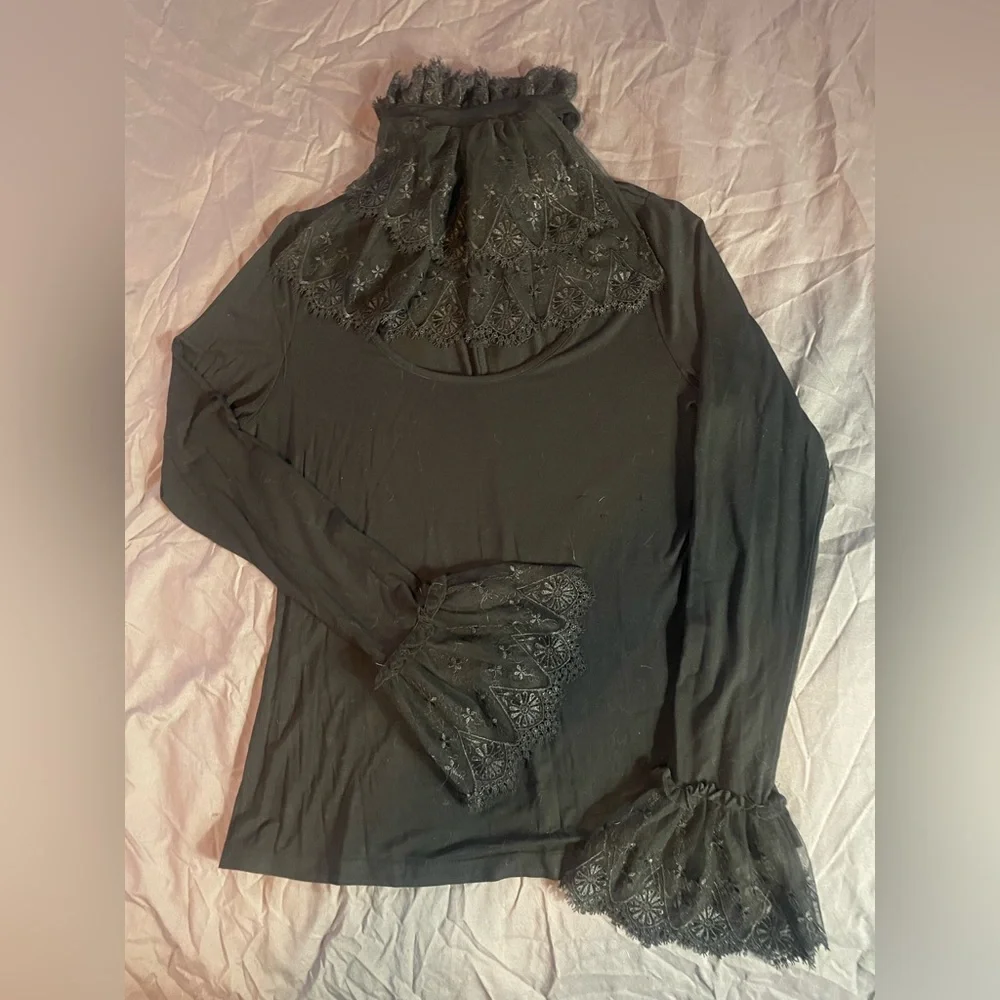 Killstar black with lace pirate type shirt - Picture 4 of 5